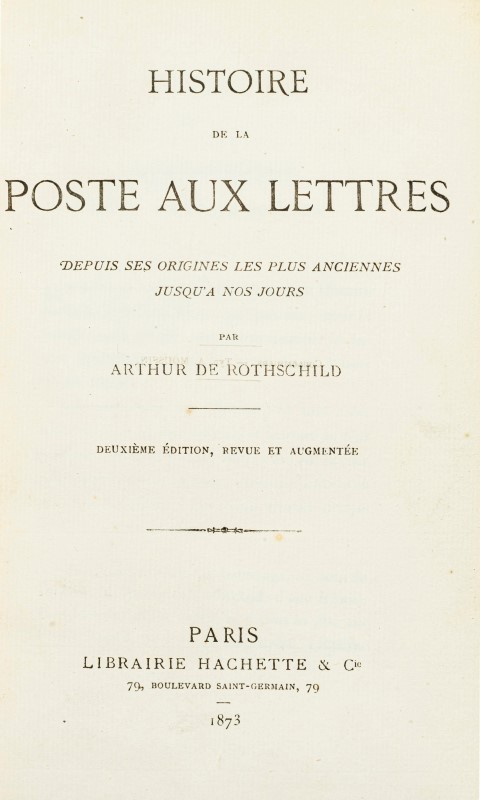 ROTHSCHILD. Histoire de la Poste aux lettres. In-8° relié plein maroquin rouge. plats aux armes du R - Image 2 of 4