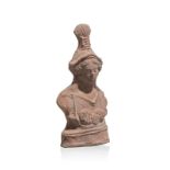 Buste d'Athéna en terre cuite. Memphis. Égypte gréco-romaine. h. 19.5 cm