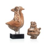 Lot de 2 statuettes en terre cuite. Égypte gréco-romaine ("oies")