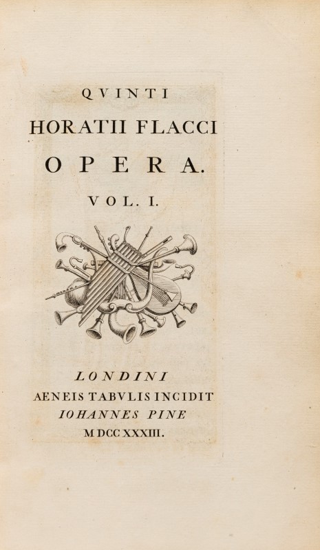 HORACE. Quinti Horatii Flacci Opera. Londini. Iohannes Pine. 1733-1737. 2 volumes in-8°. reliés en p - Image 2 of 6