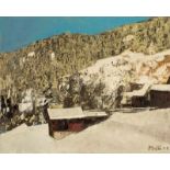 Walter Mafli (1915-2017). Paysage enneigé. huile sur toile. signée et datée 08. 81x100 cm