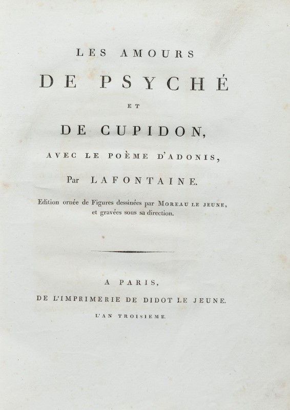 LA FONTAINE. Les amours de Psyché et de Cupidon. avec le poème d'Adonis. Paris. chez Saugrain (Impr. - Image 2 of 3