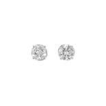 Paire de clous d'oreilles or gris 750 sertis de diamants taille brillant