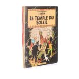 Hergé. Le temple du soleil. Edition de 1966 avec un envoi autographe de l'auteur et un dessin de Tin