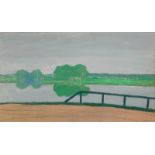 Félix Vallotton (1865-1925). "La Seine à Valvins". 1901. huile sur carton. signée et datée 01. 36x61