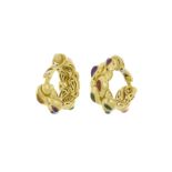 Chopard. Casmir. paire de clips d'oreilles or 750 sertis de gouttes d'améthystes. de tourmalines. d'