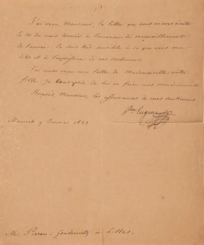 EMPIRE. BEAUHARNAIS (Eugène de. fils adoptif de Napoléon Ier). 5 lettres et 1 partie de lettres sign - Image 22 of 24