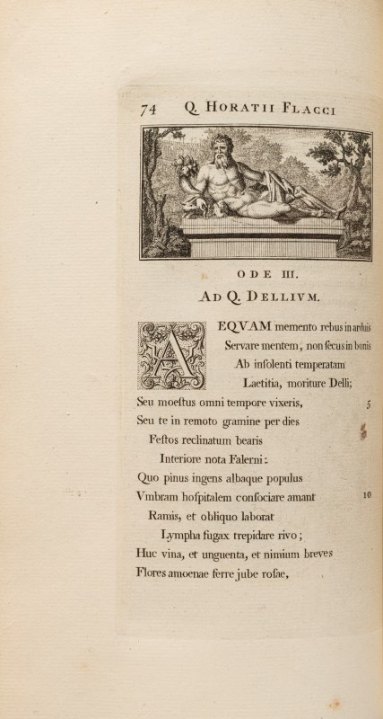 HORACE. Quinti Horatii Flacci Opera. Londini. Iohannes Pine. 1733-1737. 2 volumes in-8°. reliés en p - Image 5 of 6