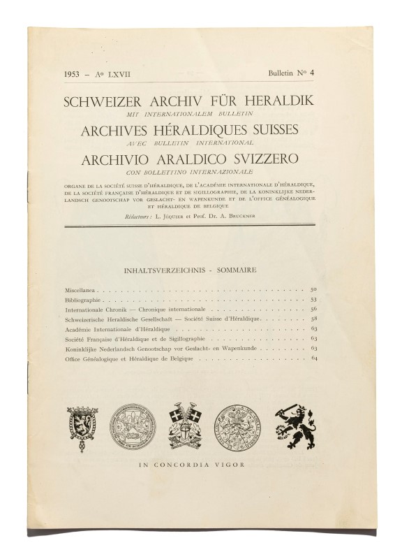 HÉRALDIQUE SUISSE Ensemble de documents provenant de la Société Héraldique Suisse français et allema - Image 11 of 13
