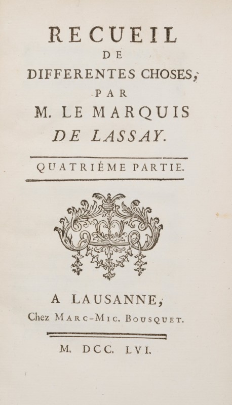 COMTESSE DU BARRY. LASSAY (marquis de). Recueil de différentes choses. Lausanne [Paris]. Bousquet. 1 - Image 2 of 3