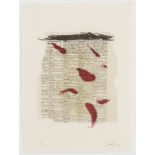 Antoni Tapies (1923-2012). d'après. "Rouge sur papier journal". 1970. lithographie. signée et numéro