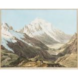 Jean Antoine Linck (1766-1843). "Vue du Mont-Blanc prise du sommet du Col de Balme". gravure réhauss