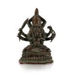 Divinité. probablement Manjushri Namasangiti. sculpture en bronze. Népal. XVIIIe s. ou antérieur. h.
