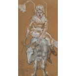 Ferdinand Hodler (1853-1918). Etude pour "La mère royaume". gouache sur papier. signée. 68x35.5 cm