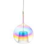 Suspension Glo par Carlo Colombo. édition Penta. formée d'un diffuseur extérieur en verre iridescent