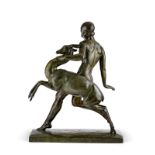Pierre Traverse (1892-1979). L'Atalante. 1927/28. sculpture en bronze et patine brune. signée. cache