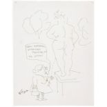 Fernando Botero (1932). "Estos monumentos demasiado realistas no me gustan". encre sur papier. titré