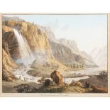 Jean Antoine Linck (1766-1843). "Vue de la Cascade de Pissevache". c. 1795. gravure. signée et titré