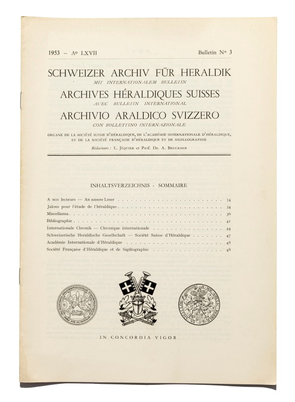 HÉRALDIQUE SUISSE Ensemble de documents provenant de la Société Héraldique Suisse français et allema - Image 3 of 13