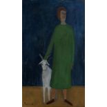 Henry Roulet (1915-1995). Berger à la chèvre. huile sur toile. signée. 54.5x33 cm