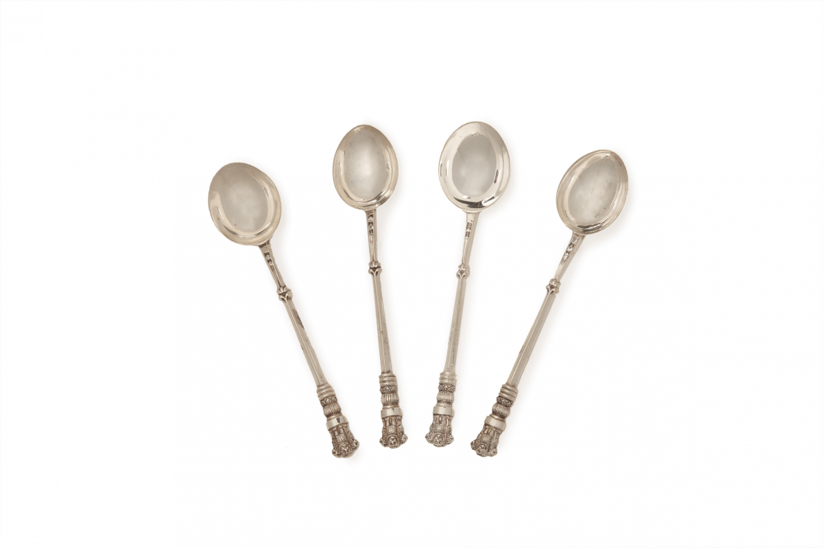 FOUR STERLING SILVER TEA SPOONS