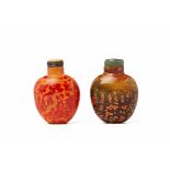 TWO REALGAR GLASS SNUFF BOTTLES