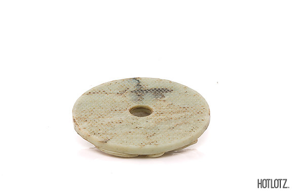 A CHINESE CARVED BI DISC - Image 2 of 3