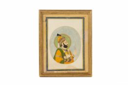 AN ANTIQUE MINIATURE PAINTING OF RANA OF UDAIPUR