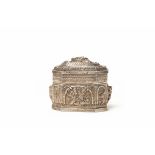 A SOUTHEAST ASIAN SILVER OCTAGONAL LIDDED BOX