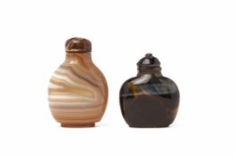 TWO BANDED AGATE SNUFF BOTTLES