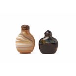 TWO BANDED AGATE SNUFF BOTTLES