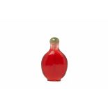 A RED GLASS SNUFF BOTTLE