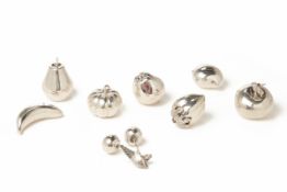 A SET OF STERLING SILVER FRUITS