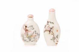 TWO CONTEMPORARY PORCELAIN SNUFF BOTTLES