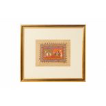 AN ANTIQUE INDIAN MINIATURE PAINTING OF BALI RAJ AND VISHNU