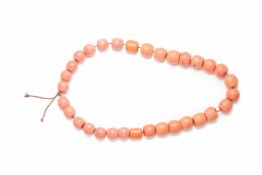 32 INDONESIAN CORAL-PINK 'SHERPA' GLASS BEADS