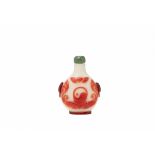 A RED OVERLAY GLASS SNUFF BOTTLE, WITH YING & YANG MOTIF