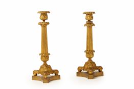 A PAIR OF 'FRENCH LOUIS XV STYLE' ORMOLU MOUNTED CANDLESTICKS