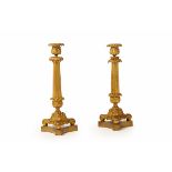 A PAIR OF 'FRENCH LOUIS XV STYLE' ORMOLU MOUNTED CANDLESTICKS