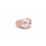 A KUNZITE, DIAMOND AND PINK SAPPHIRE DRESS RING