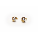A PAIR OF 18K THREE-COLOURED GOLD KNOT EARRINGS