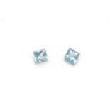 A MATCHED PAIR OF 2.86 CARAT SQUARE CUT AQUAMARINES