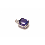 A 45 CARATS TANZANITE AND DIAMOND PENDANT