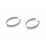 A PAIR OF 18K WHITE GOLD AND DIAMOND HOOP EARRINGS