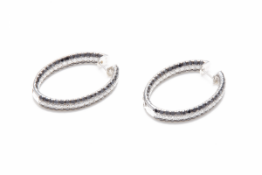 A PAIR OF 18K WHITE GOLD AND DIAMOND HOOP EARRINGS