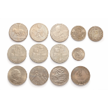 A SET OF 14 COINS (THIRTEEN UK + ONE US DOLLAR)