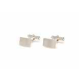 MONTBLANC - A PAIR OF RECTANGULAR SILVER-TONE STAINLESS STEEL CLASSIC CUFFLINKS