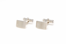 MONTBLANC - A PAIR OF RECTANGULAR SILVER-TONE STAINLESS STEEL CLASSIC CUFFLINKS