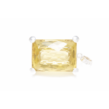 AN APPROX .35CTS CITRINE PENDANT WITH A DIAMOND BALE