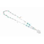 A QUARTZ, TURQUOISE AND JADE NECKLACE